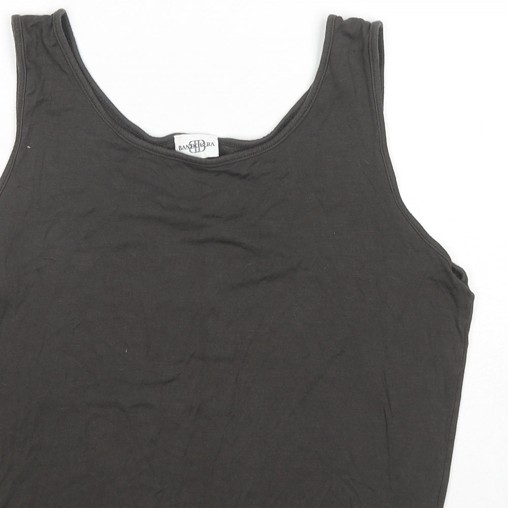 Bandolera Womens Brown Viscose Basic Tank Size L Round Neck