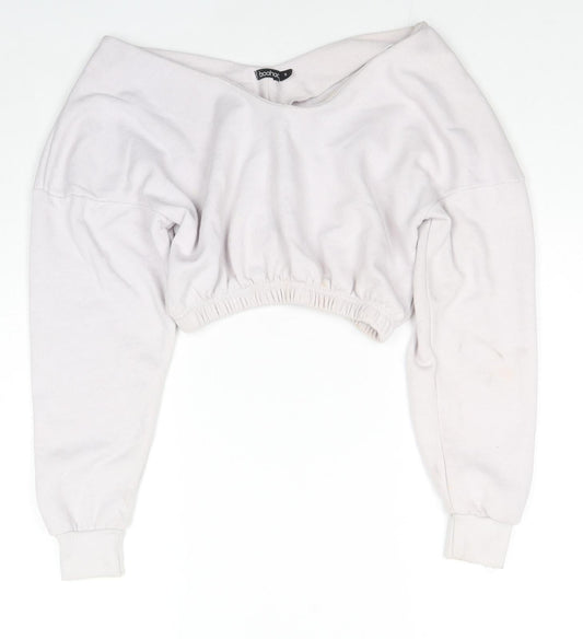 Boohoo Womens Grey Cotton Pullover Sweatshirt Size S Pullover