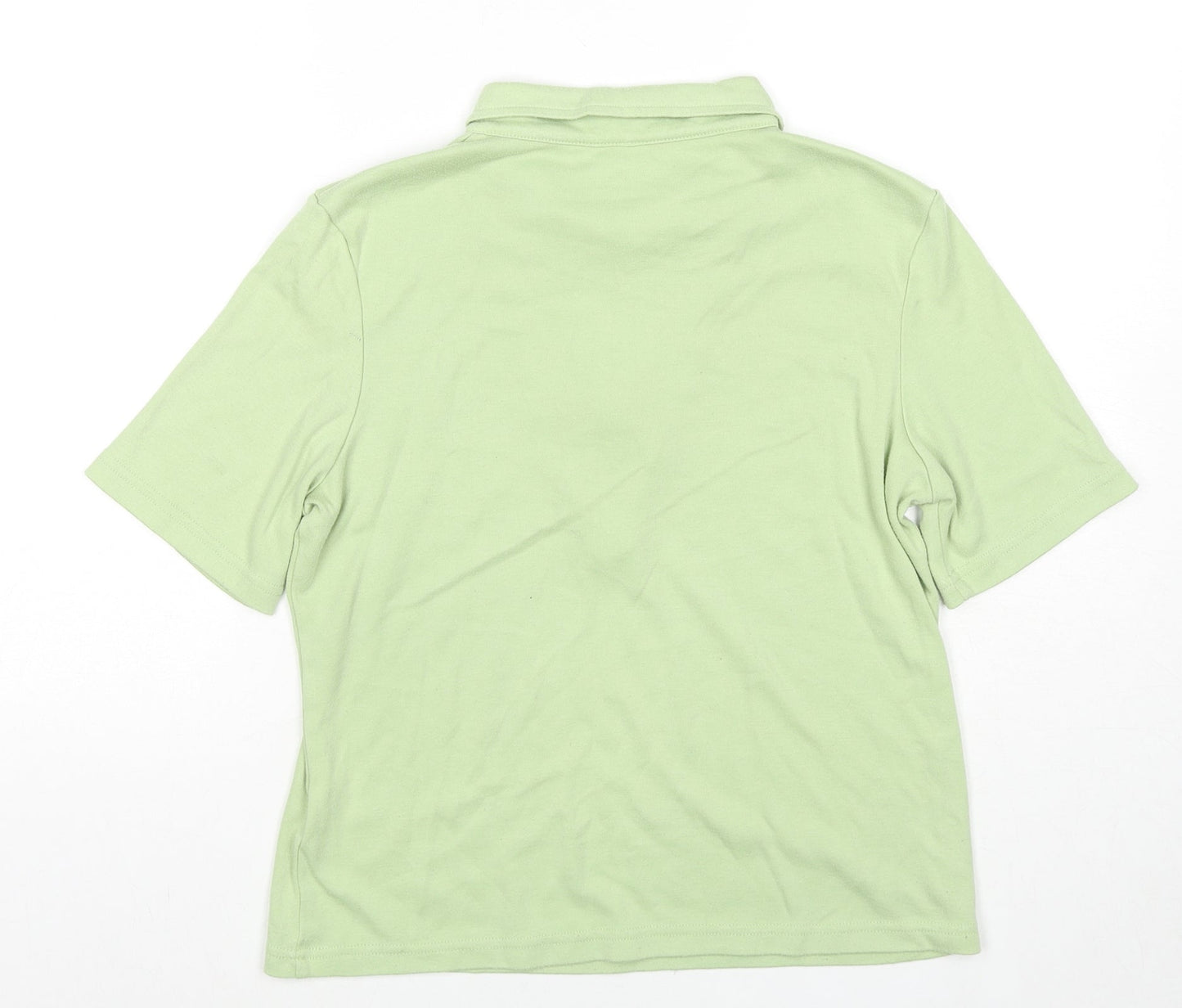 Damart Womens Green Polyester Basic Blouse Size 10 Collared - Size 10-12