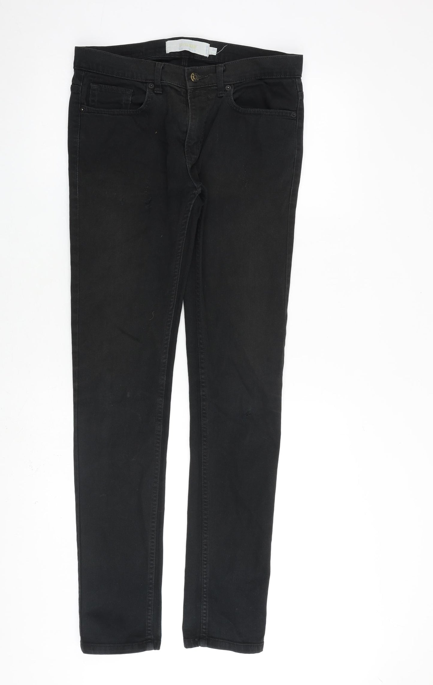 Topman Mens Black Cotton Skinny Jeans Size 30 in L33 in Slim Zip