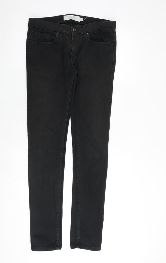 Topman Mens Black Cotton Skinny Jeans Size 30 in L33 in Slim Zip