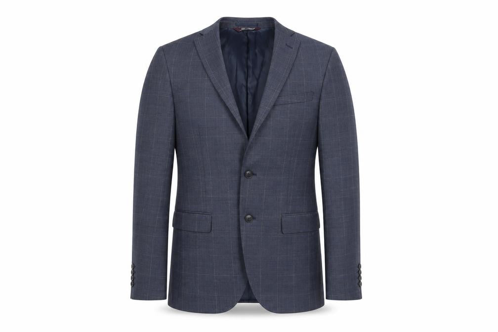 Marks & Spencer Mens Blue Check Wool Jacket Suit Jacket Size 36 Regular