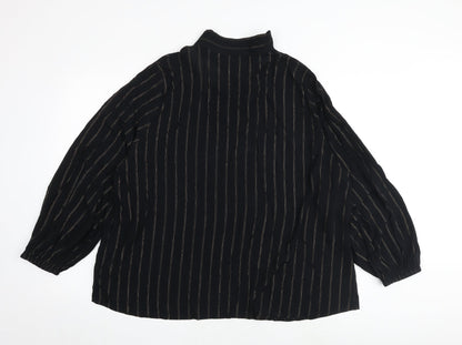 Preloved Marks and Spencer Womens Black Striped Viscose Basic Blouse Size 22 V-Neck - Back