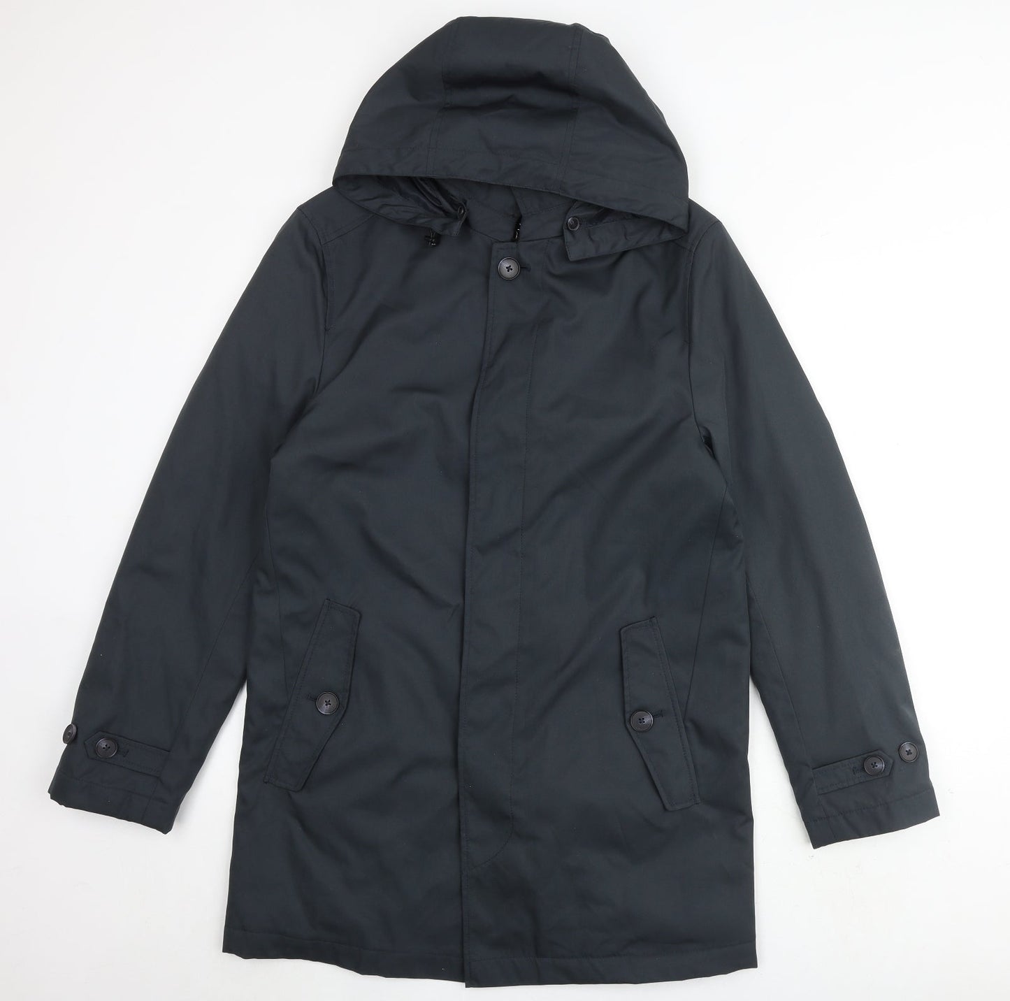 Marks and Spencer Mens Green Rain Coat Coat Size S Button