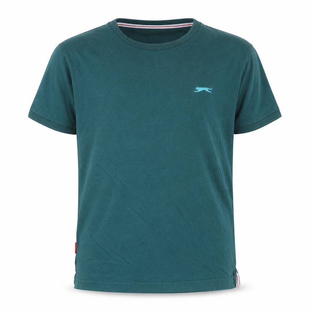 Slazenger Boys Green 100% Cotton Basic T-Shirt Size 9-10 Years Round Neck Pullover