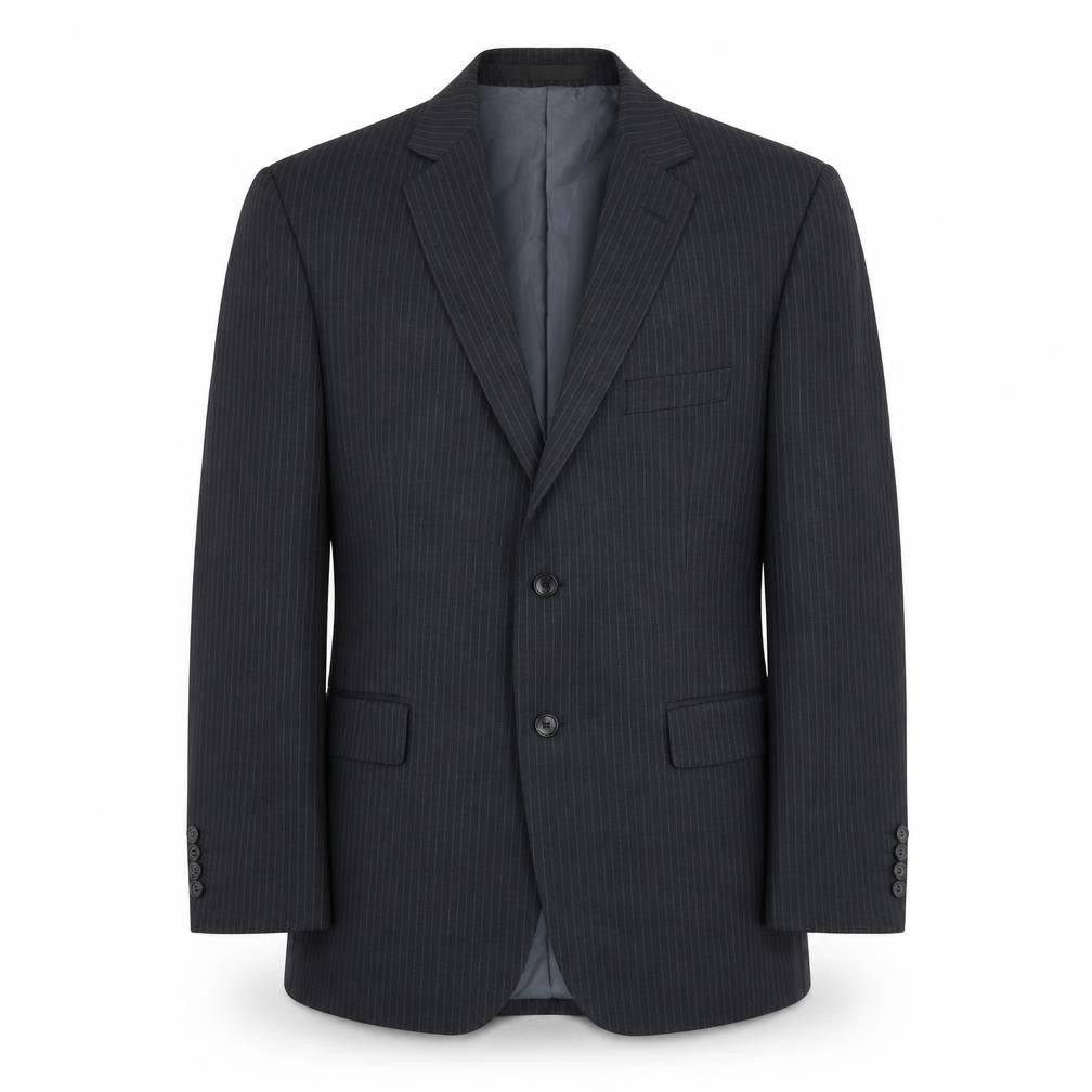 Marks & Spencer Mens Grey Striped Polyester Jacket Suit Jacket Size 44 Regular