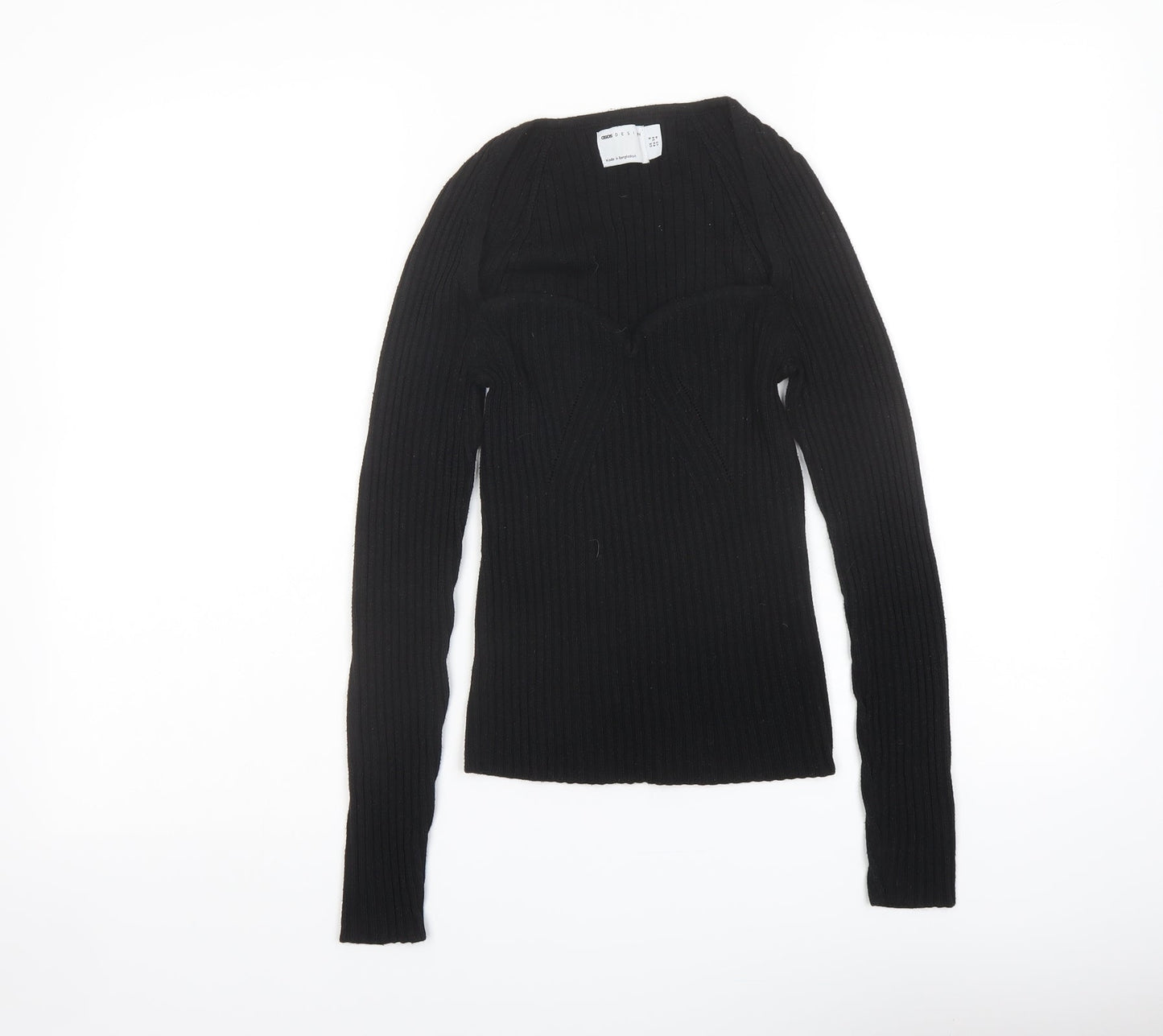 ASOS Womens Black Square Neck Polyester Pullover Jumper Size 8
