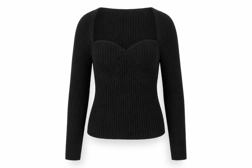 ASOS Womens Black Square Neck Polyester Pullover Jumper Size 8