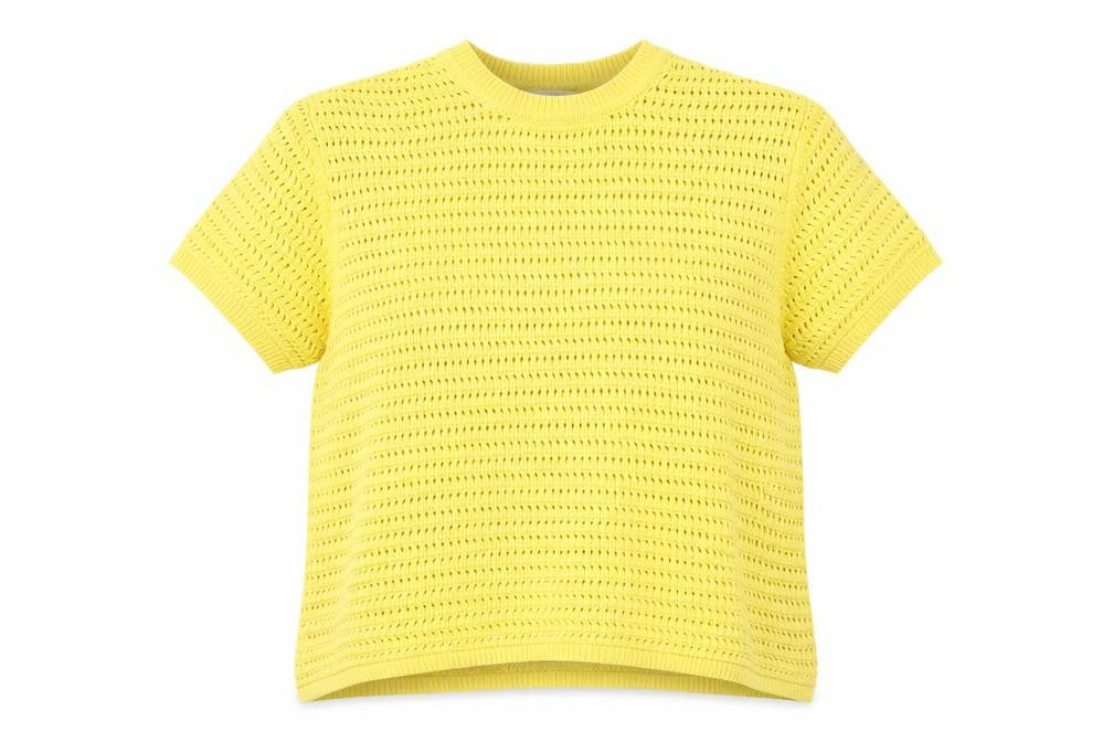 Marks & Spencer Womens Yellow Crew Neck Cotton Pullover Jumper Size M