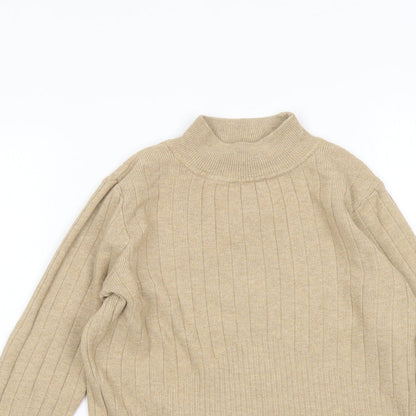 Marks & Spencer Womens Beige Mock Neck Acrylic Pullover Jumper Size 10
