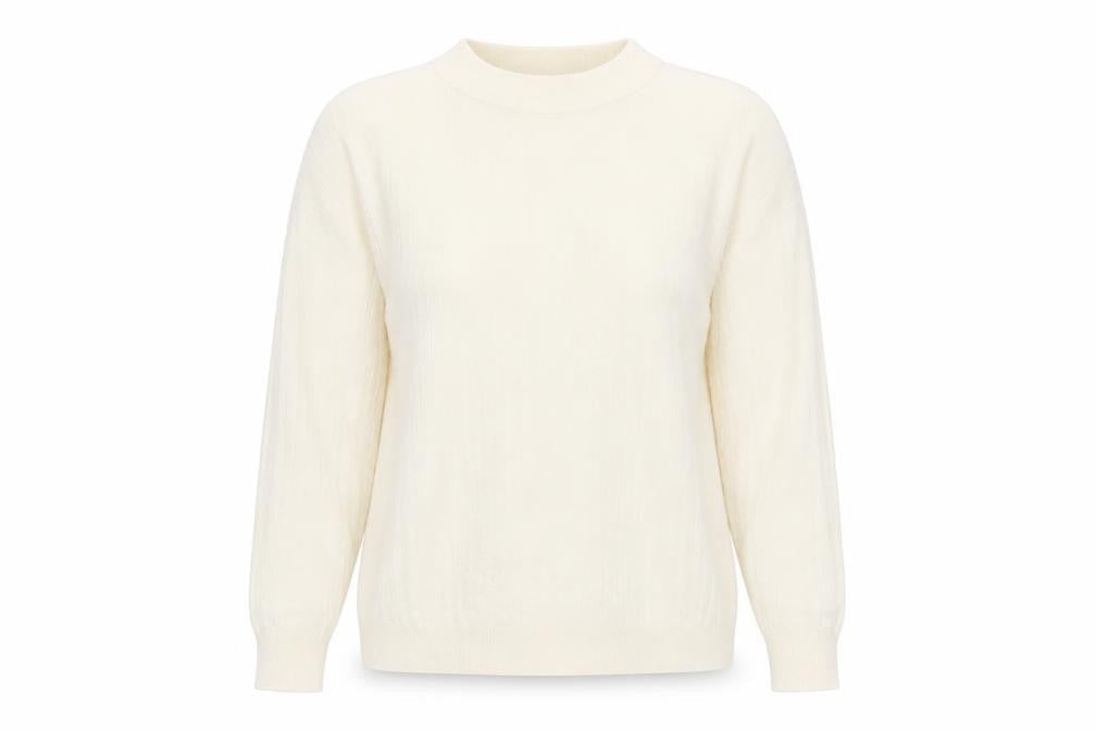 Classic Womens Ivory Mock Neck Acrylic Pullover Jumper Size 16