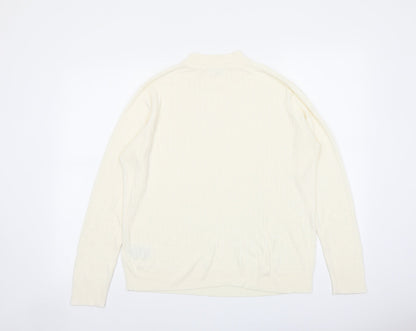 Classics Womens Ivory Mock Neck Acrylic Pullover Jumper Size 16