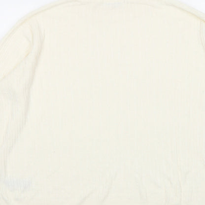 Classics Womens Ivory Mock Neck Acrylic Pullover Jumper Size 16
