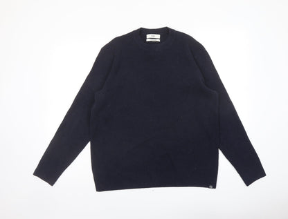 Marks & Spencer Mens Blue Crew Neck Polyester Pullover Jumper Size L Long Sleeve