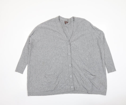 Phase Eight Womens Grey V-Neck Cotton Cardigan Jumper Size S