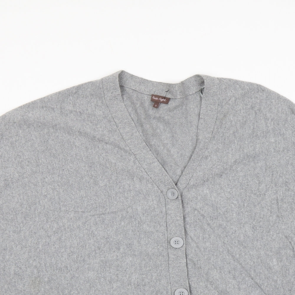 Phase Eight Womens Grey V-Neck Cotton Cardigan Jumper Size S