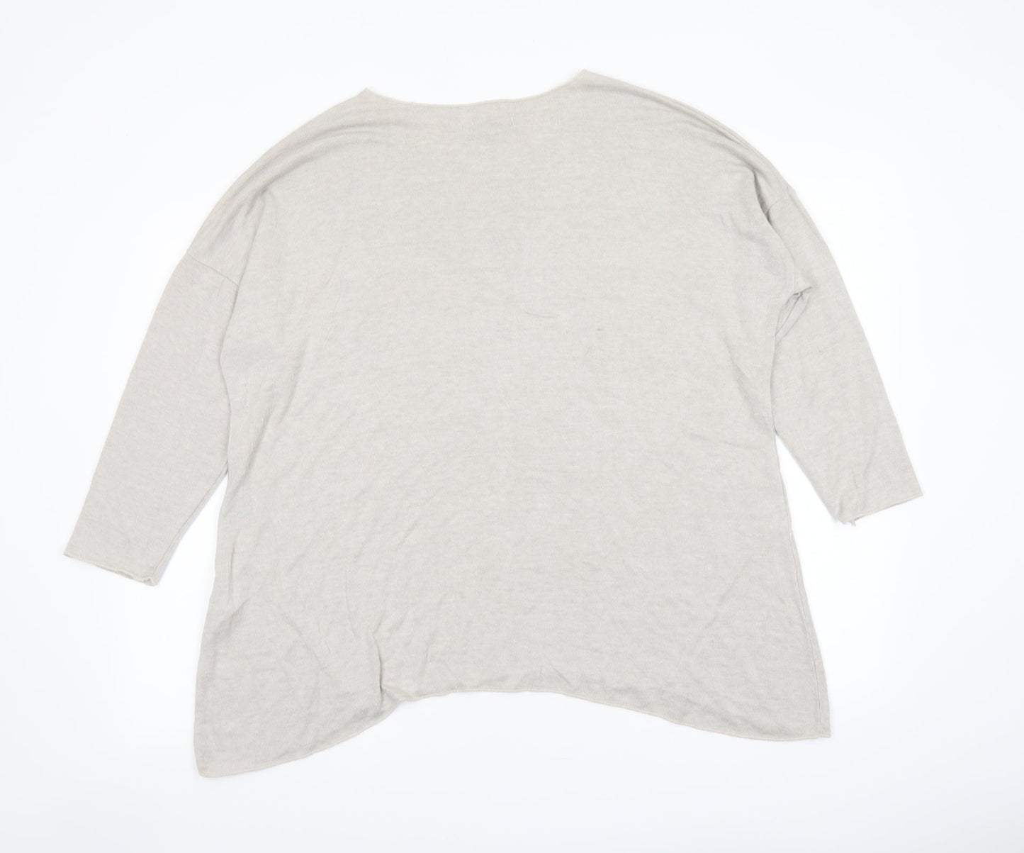 Blue Vanilla Womens Grey Round Neck Viscose Pullover Jumper One Size