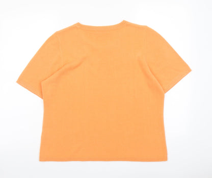 Classics Womens Orange Round Neck Acrylic Pullover Jumper Size 16