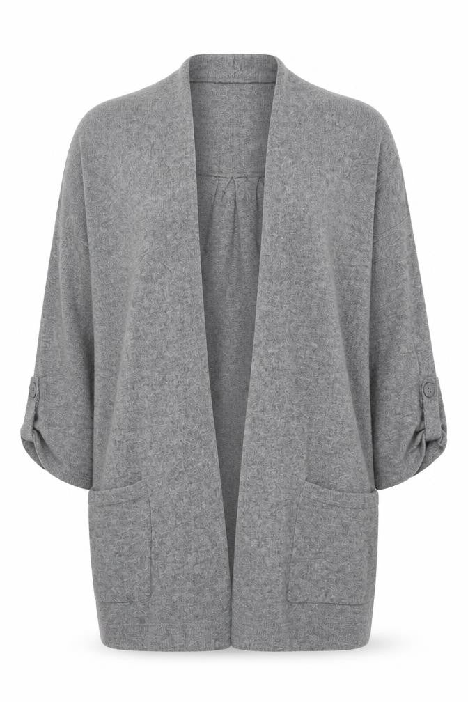 Monsoon Womens Grey V-Neck Cotton Cardigan Jumper Size M - Open
