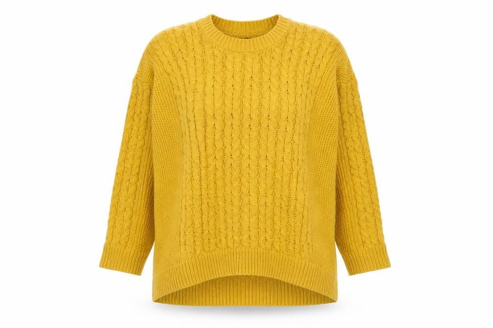 H&M Womens Yellow Round Neck Cotton Pullover Jumper Size M