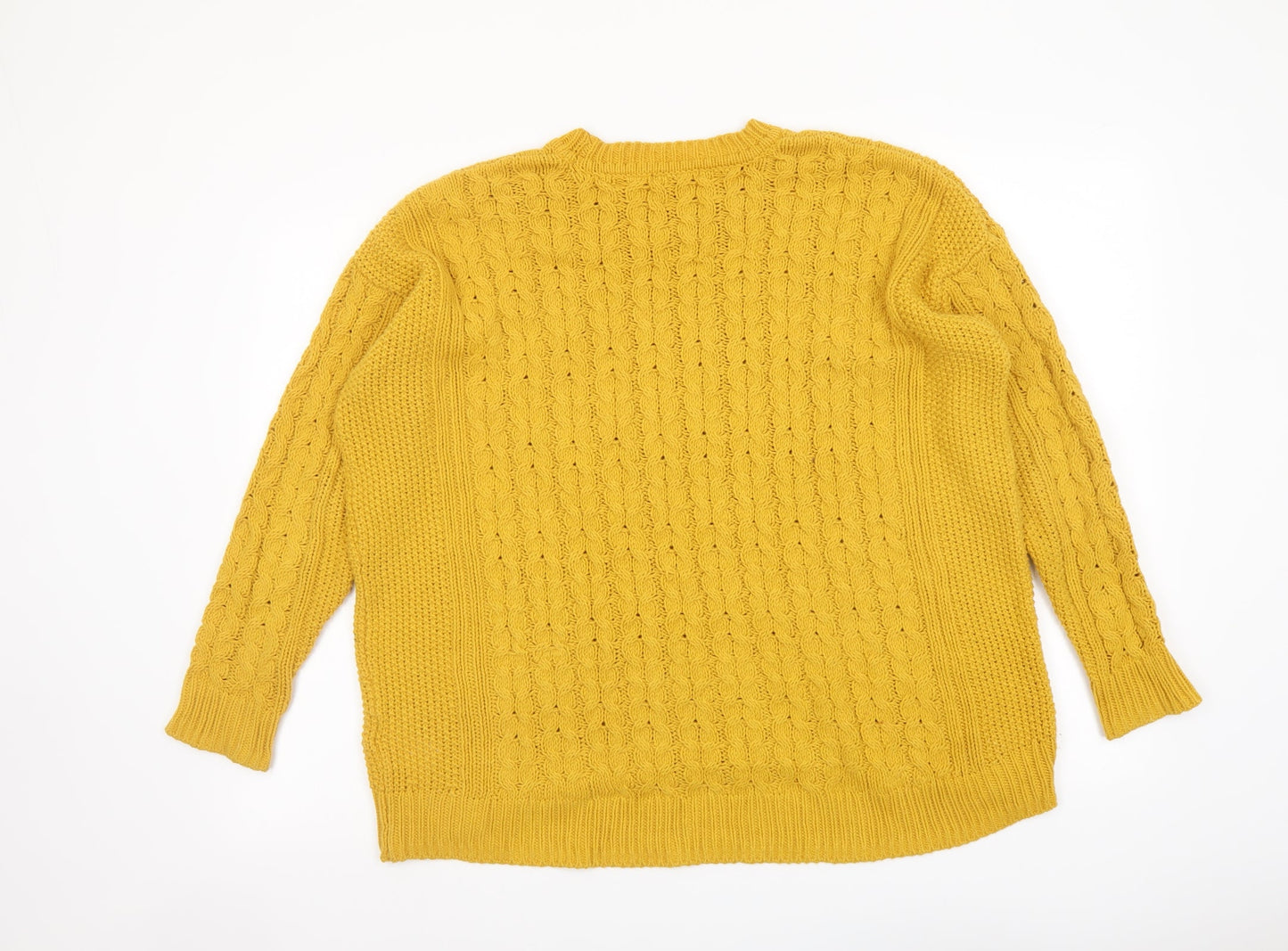 H&M Womens Yellow Round Neck Cotton Pullover Jumper Size M