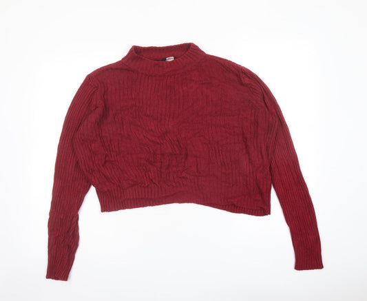 H&M Womens Red Mock Neck Acrylic Pullover Jumper Size M