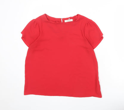 Oasis Womens Red Polyester Basic Blouse Size 12 Round Neck