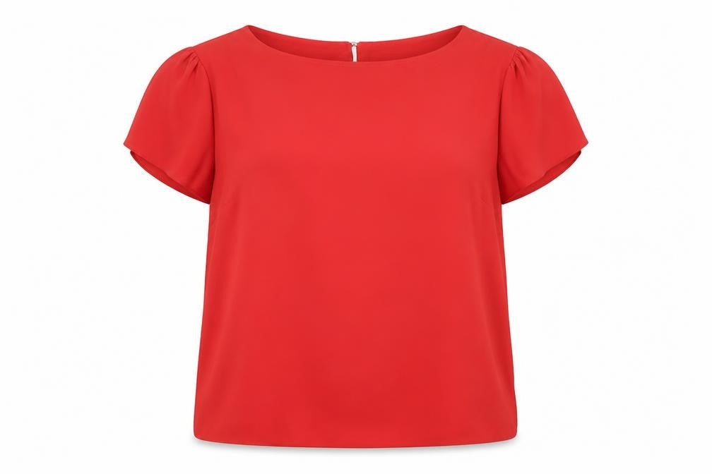 Oasis Womens Red Polyester Basic Blouse Size 12 Round Neck