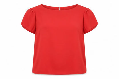 Oasis Womens Red Polyester Basic Blouse Size 12 Round Neck