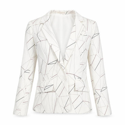 Vera & Lucy Womens Ivory Geometric Polyester Jacket Blazer Size S
