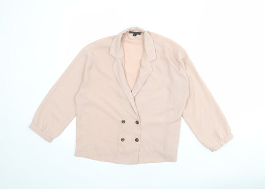 Topshop Womens Pink Polyester Basic Blouse Size 8 Collared