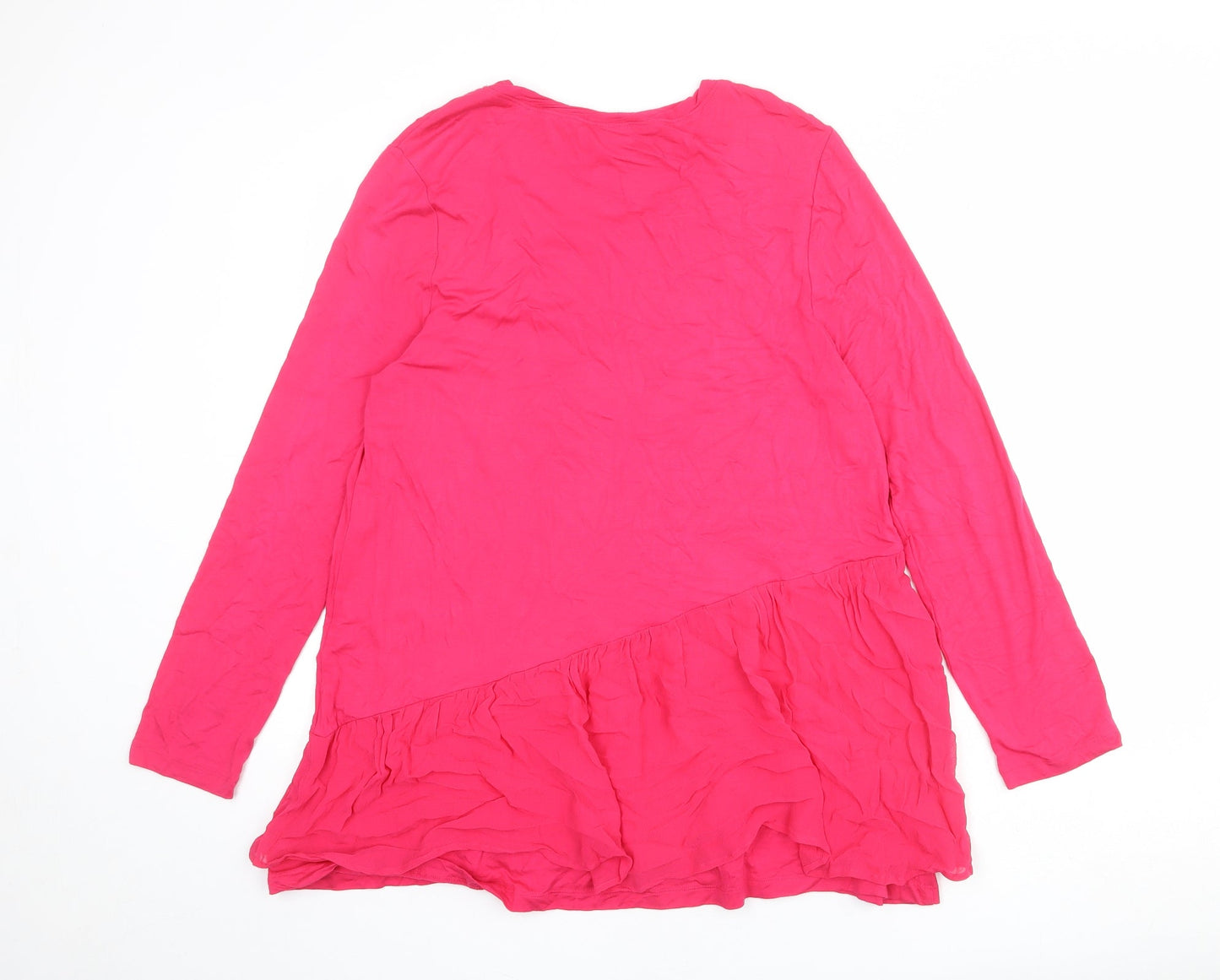 Together Womens Pink Viscose Tunic Blouse Size 12 Round Neck - Frill