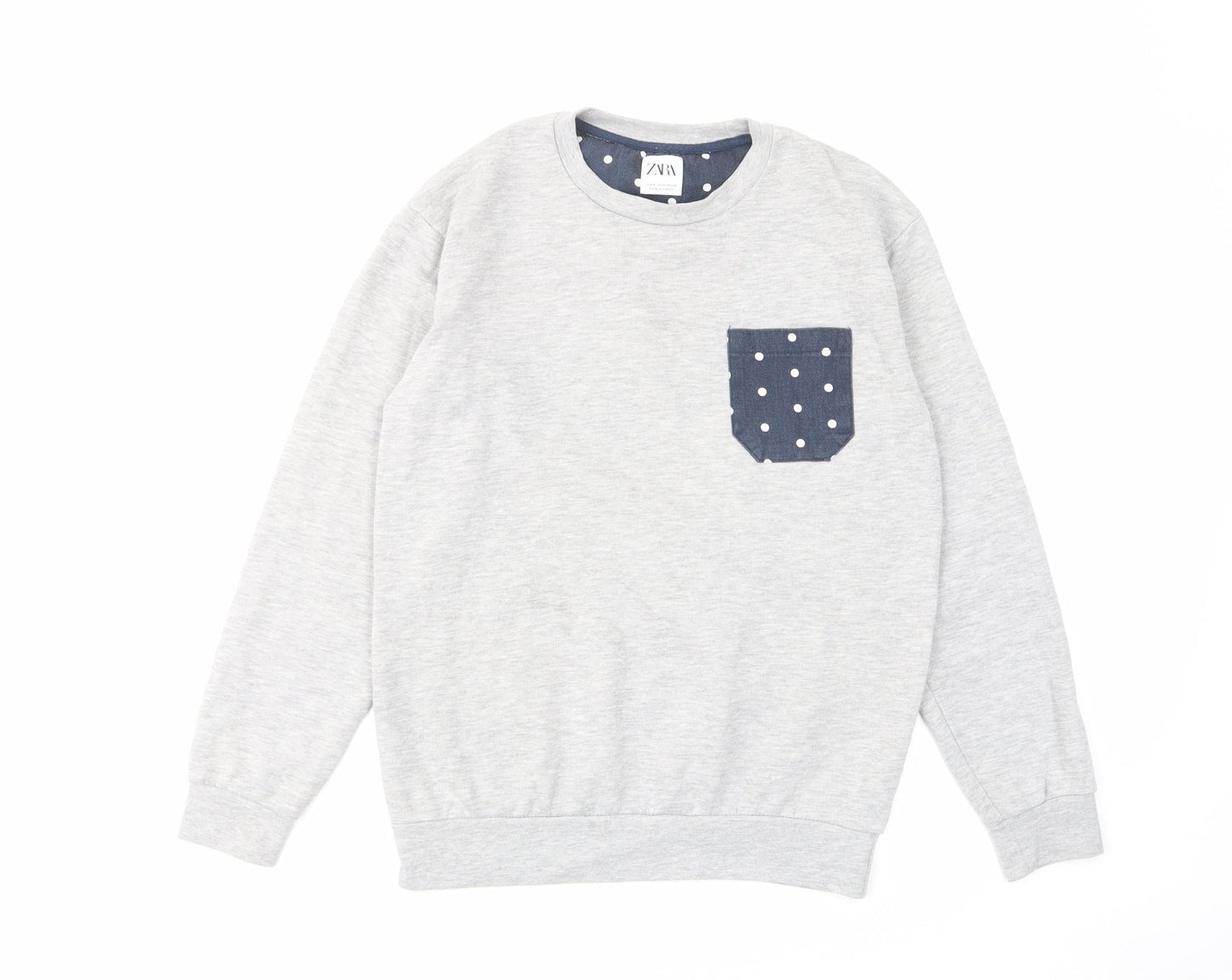 Zara Womens Grey Cotton Pullover Sweatshirt Size S Pullover