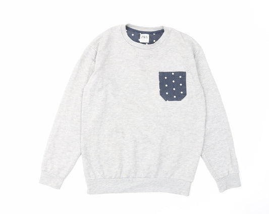 Zara Womens Grey Cotton Pullover Sweatshirt Size S Pullover