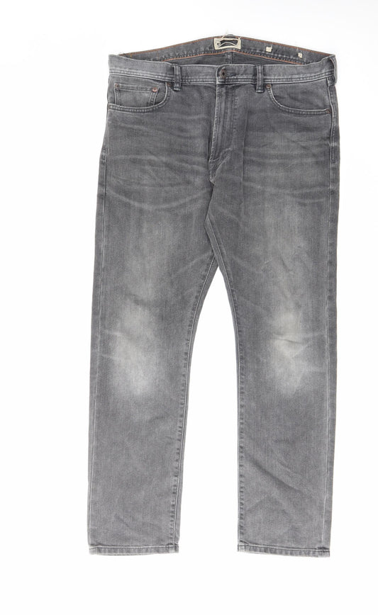 North Coast Womens Grey Cotton Straight Jeans Size 38 in L31 in Regular Zip