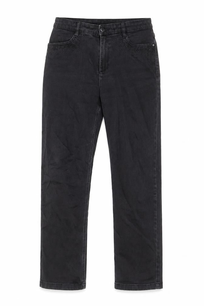 Marks & Spencer Womens Black Cotton Straight Jeans Size 30 in L28 in Regular Zip