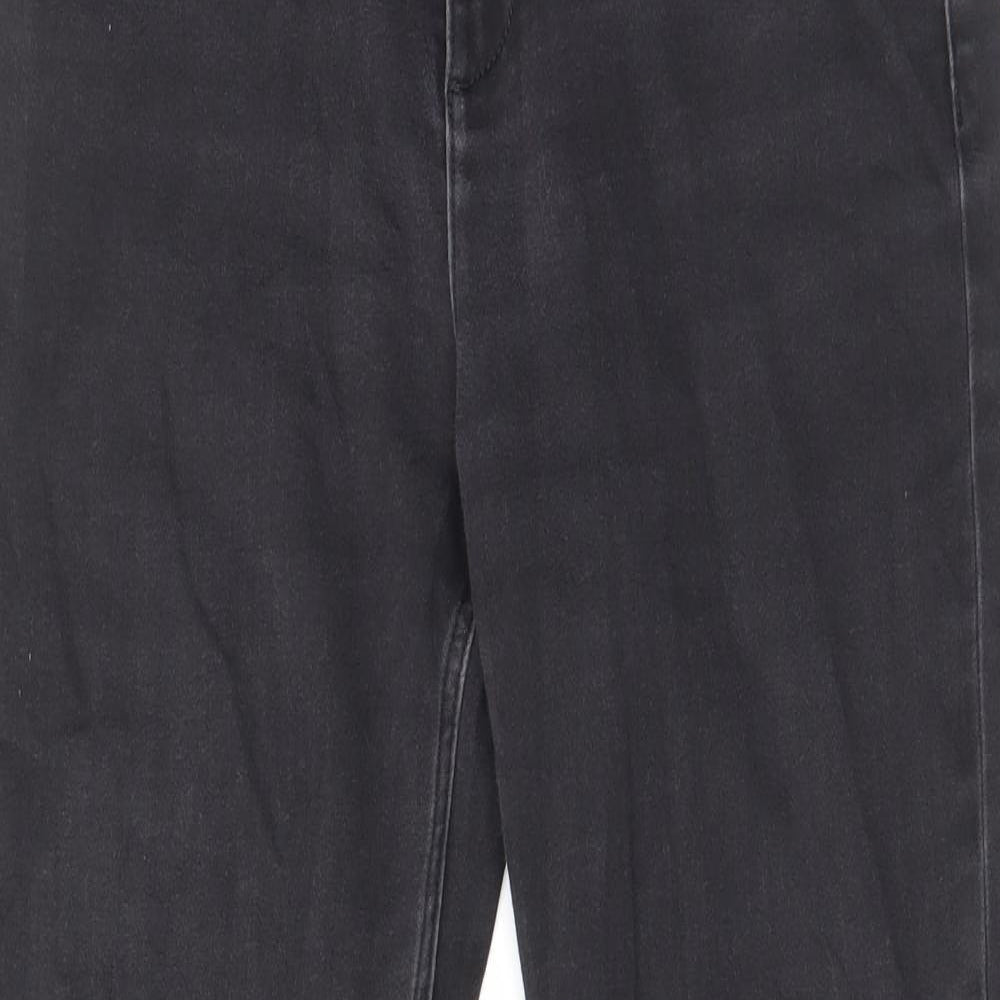 Marks and Spencer Womens Black Cotton Straight Jeans Size 30 in L28 in Regular Zip