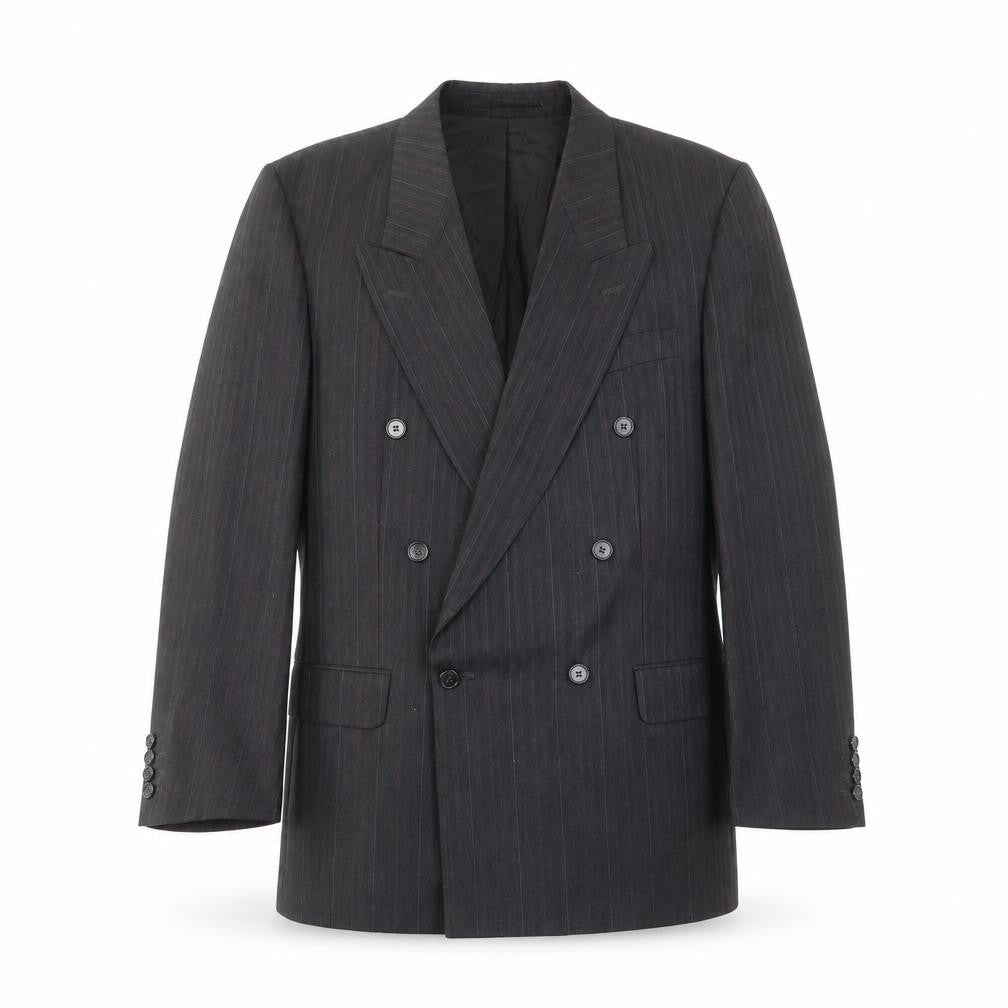 Skads Mens Grey Striped Polyester Jacket Suit Jacket Size 40 Regular