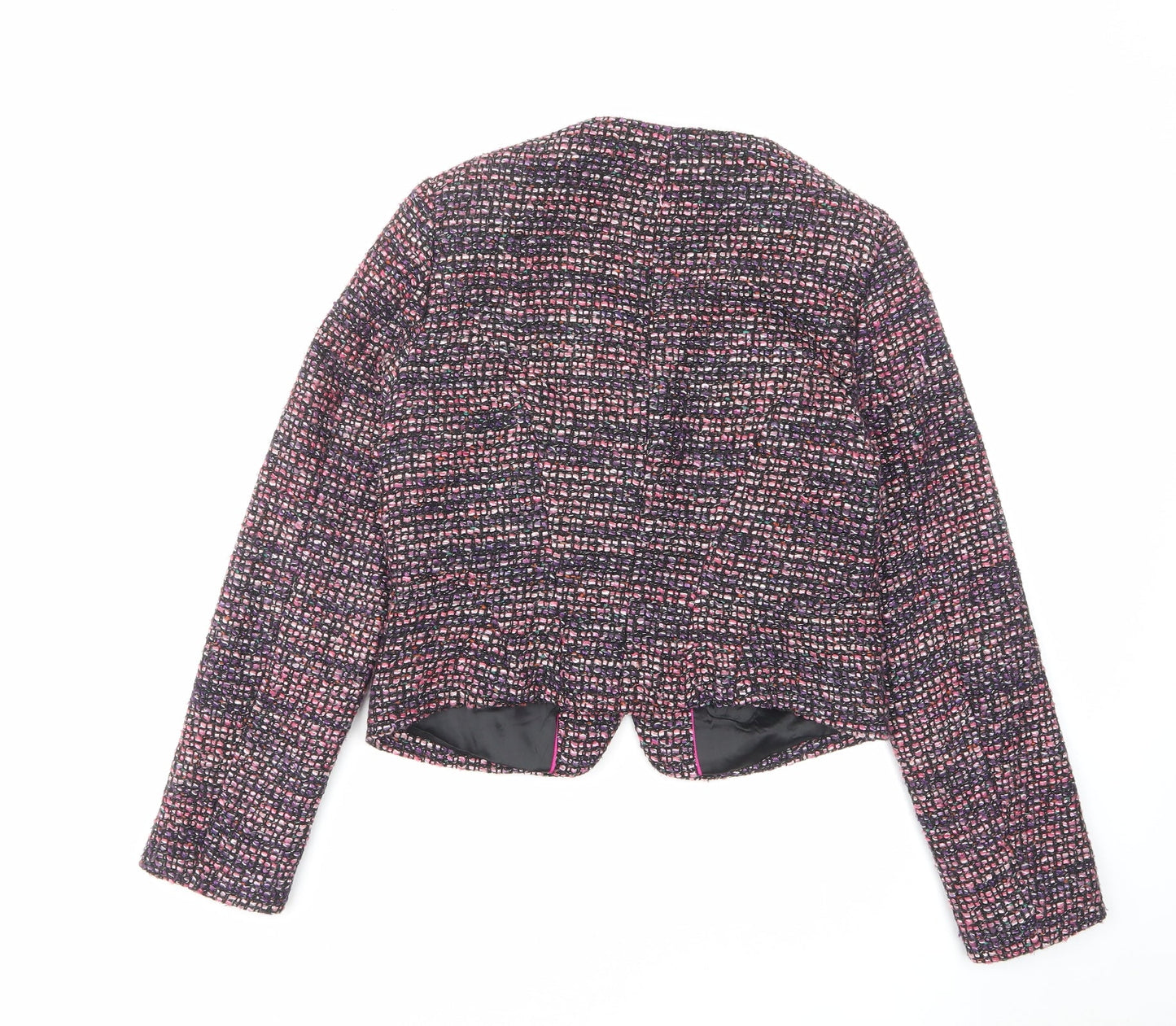 H&M Womens Multicoloured Jacket Blazer Size 10 Zip - Open
