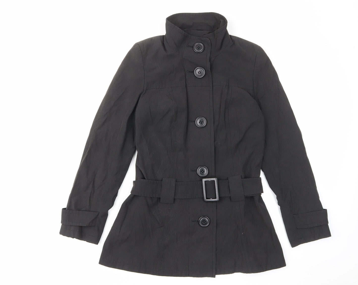 Dorothy Perkins Womens Black Jacket Size 8 Button - Belted