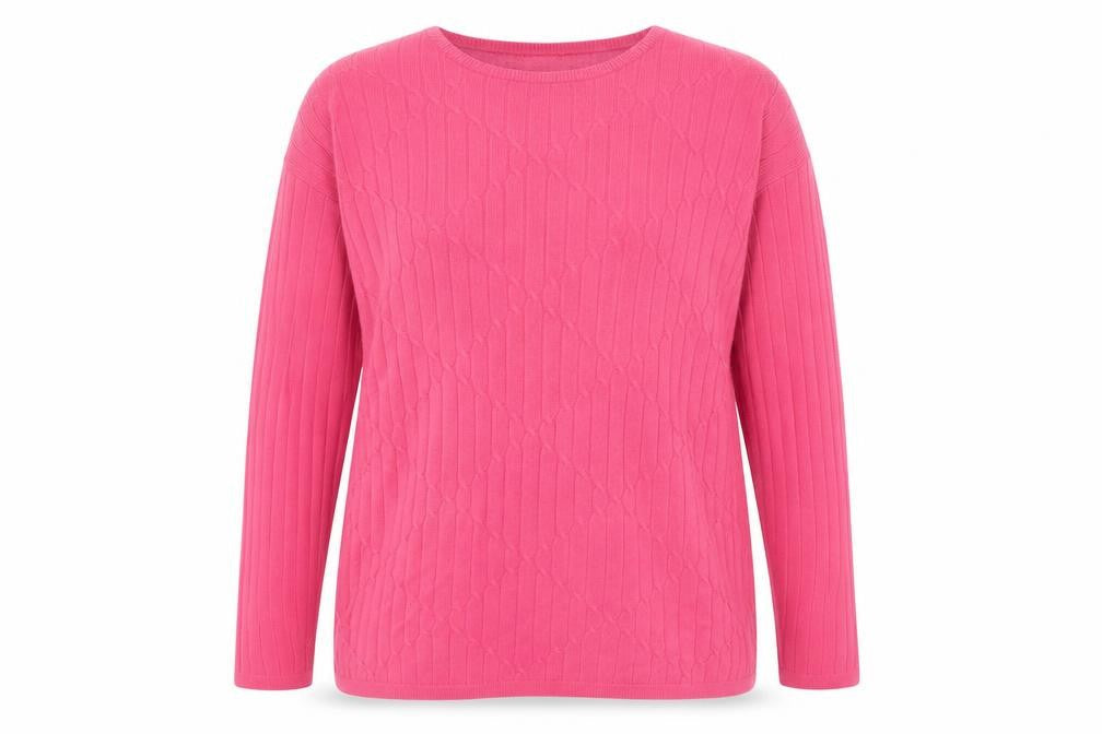 Mixed Spice Womens Pink Crew Neck Acrylic Pullover Jumper Size L - Ribbed