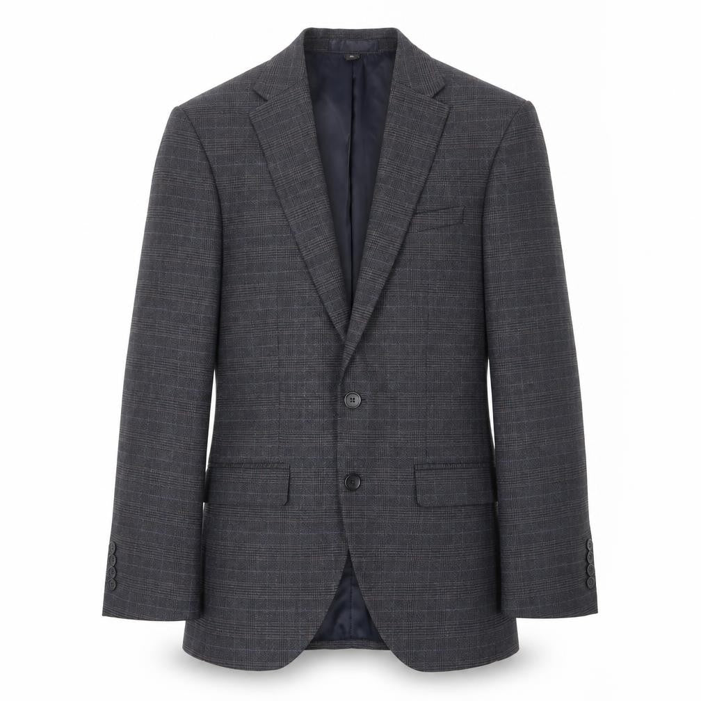 Marks & Spencer Mens Blue Plaid Polyester Jacket Suit Jacket Size 38 Regular