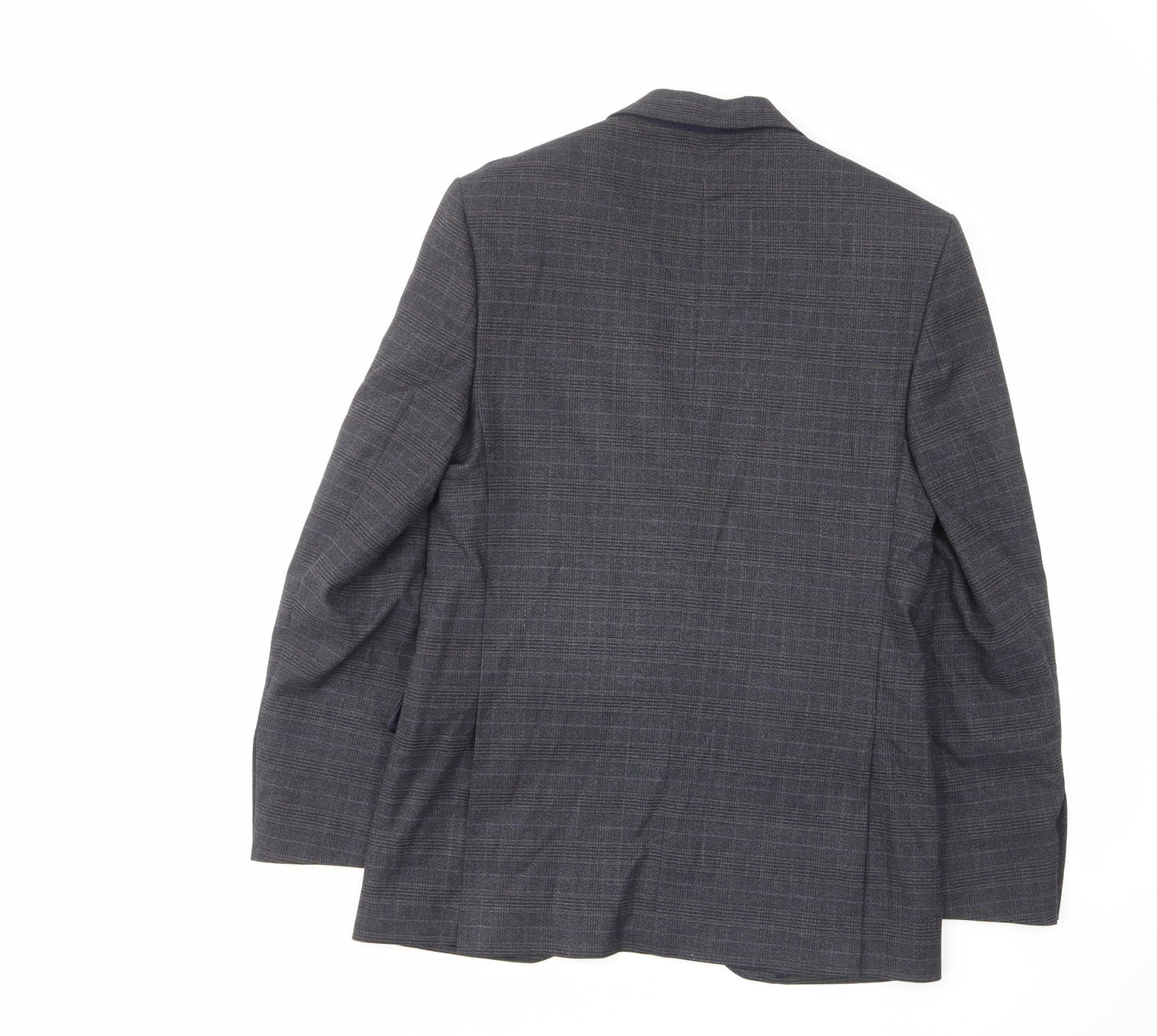 Marks and Spencer Mens Blue Plaid Polyester Jacket Suit Jacket Size 38 Regular