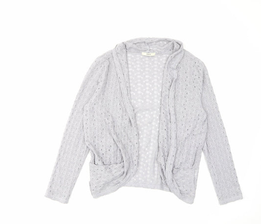 Oasis Womens Grey Collared Polyester Cardigan Jumper Size L - Open Pockets
