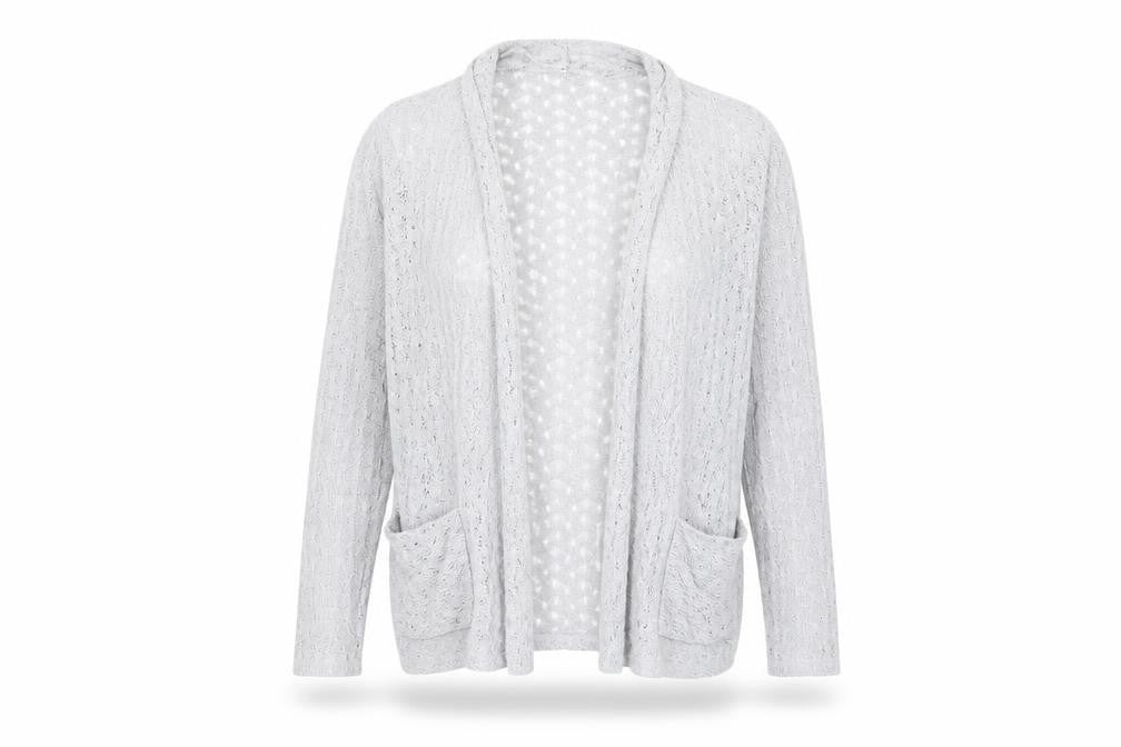 Oasis Womens Grey Collared Polyester Cardigan Jumper Size L - Open Pockets