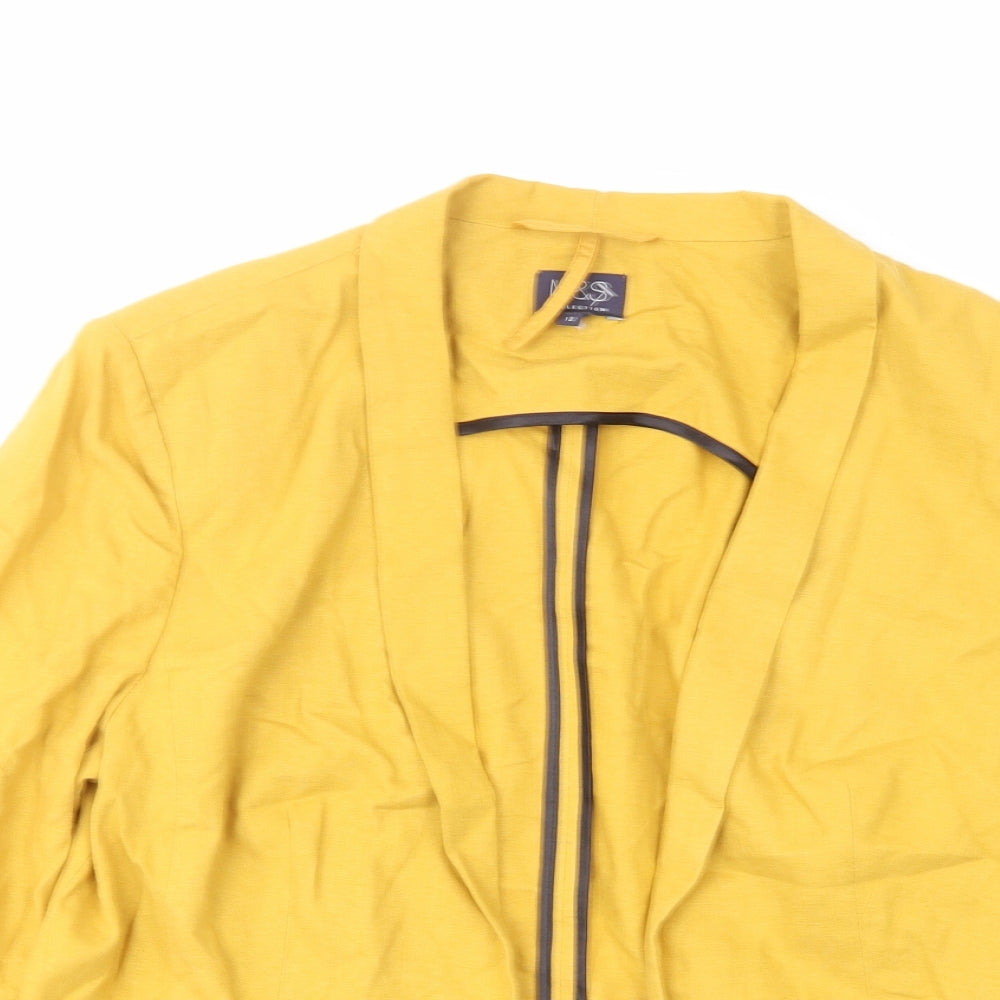 Marks and Spencer Womens Yellow Jacket Blazer Size 12 - Open