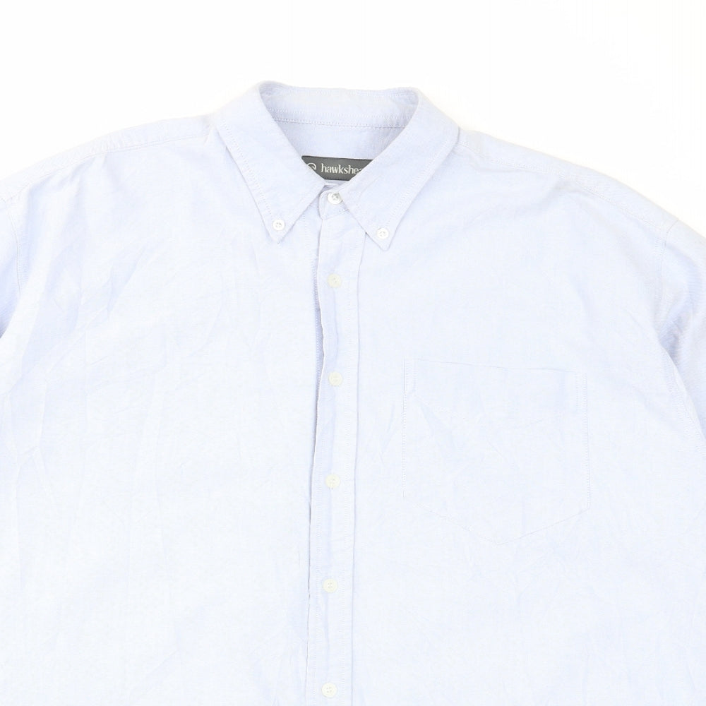 Hawkshead Mens Blue Cotton Button-Up Size L Collared Button