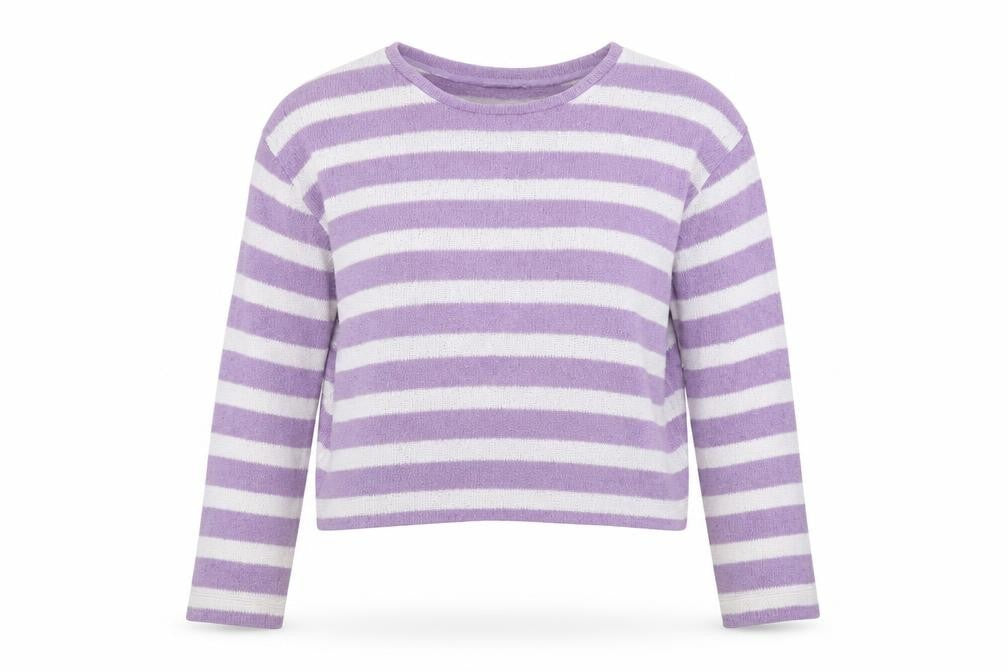 Zara Womens Purple Round Neck Striped Acrylic Pullover Jumper Size L
