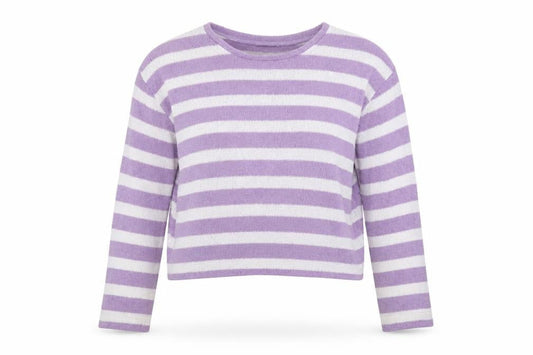 Zara Womens Purple Round Neck Striped Acrylic Pullover Jumper Size L