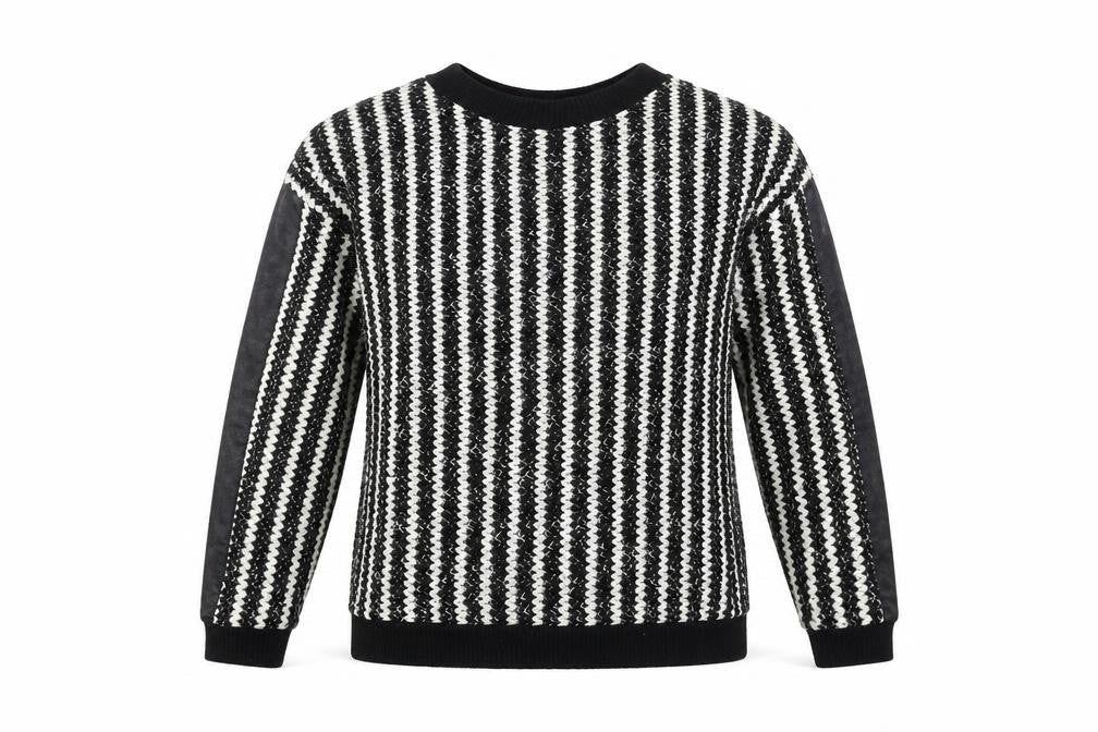 Zara Womens Black Boat Neck Striped Acrylic Pullover Jumper Size S